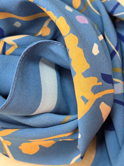 Foulard en Crêpe d'Italie 170×60 cm Bleu