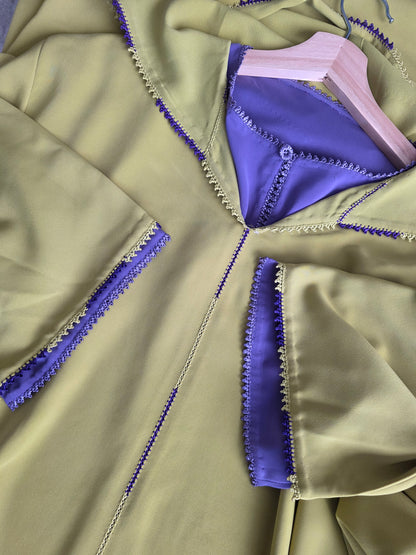 Jellaba deux pièces vert et violet