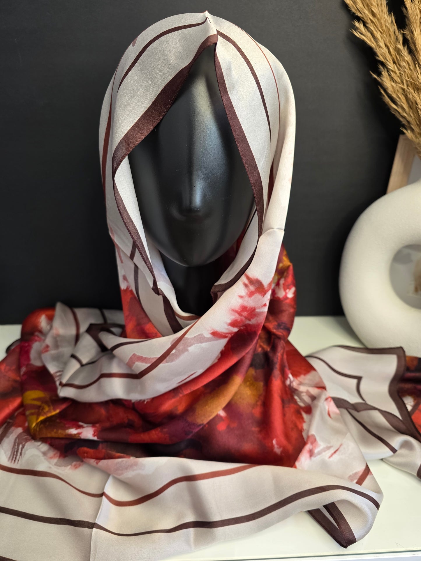 Foulard Soie Premium – Rectangle 170 x 60 cm bordeaux