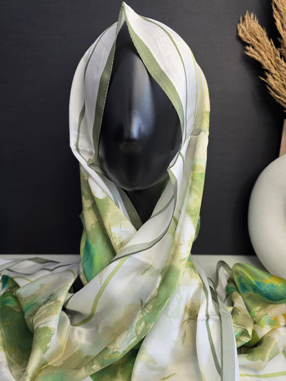 Foulard Soie Premium – Rectangle 170 x 60 cm Vert