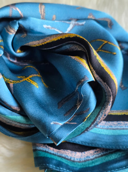 Foulard Soie Premium – Rectangle 170 x 60 cm bleu