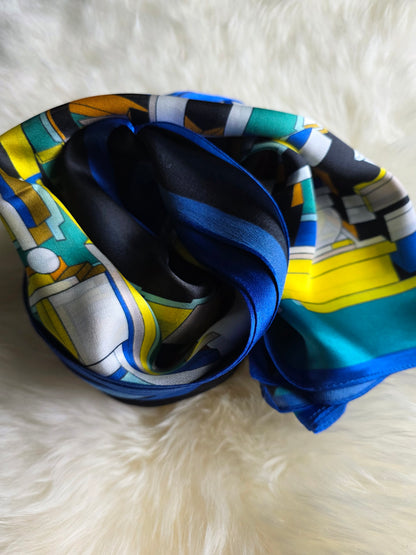 Foulard Soie Premium – Rectangle 170 x 60 cm bleu