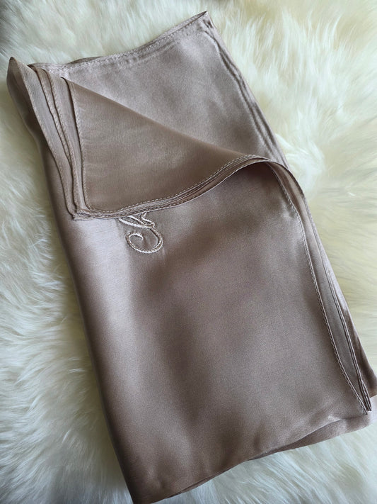 Foulard Soie Premium – Rectangle 170 x 60 cm gris taupe