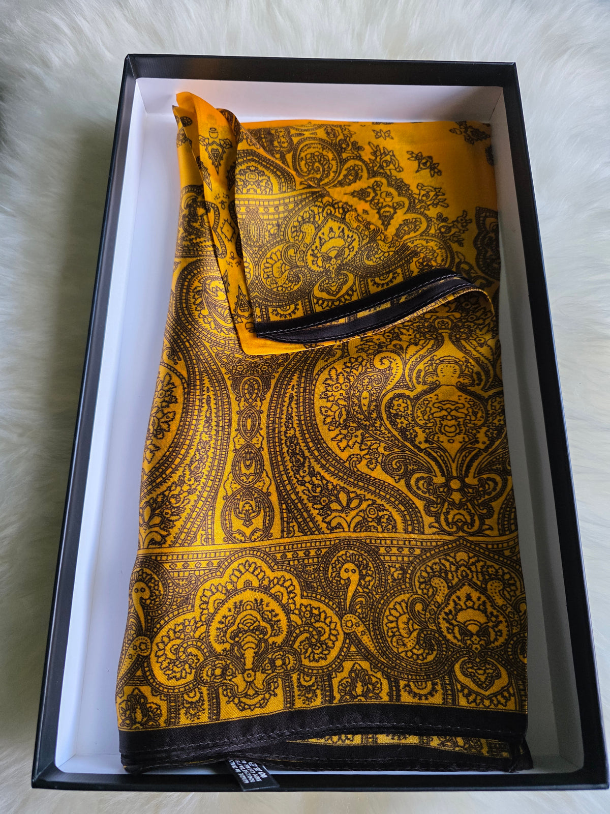Foulard Soie Premium – Rectangle 170 x 60 cm jaune & brun