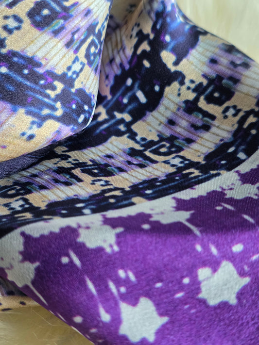 Foulard Soie d'Italie – Rectangle 170 x 60 cm violet et beige