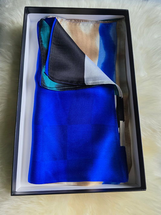 Foulard Soie Premium – Rectangle 170 x 60 cm bleu