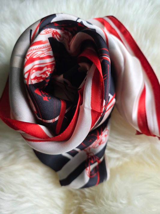 Foulard Soie Premium – Rectangle 170 x 60 cm beige noir rouge