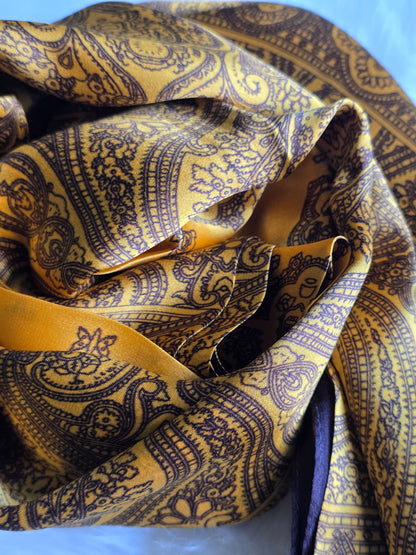 Foulard Soie Premium – Rectangle 170 x 60 cm jaune & brun