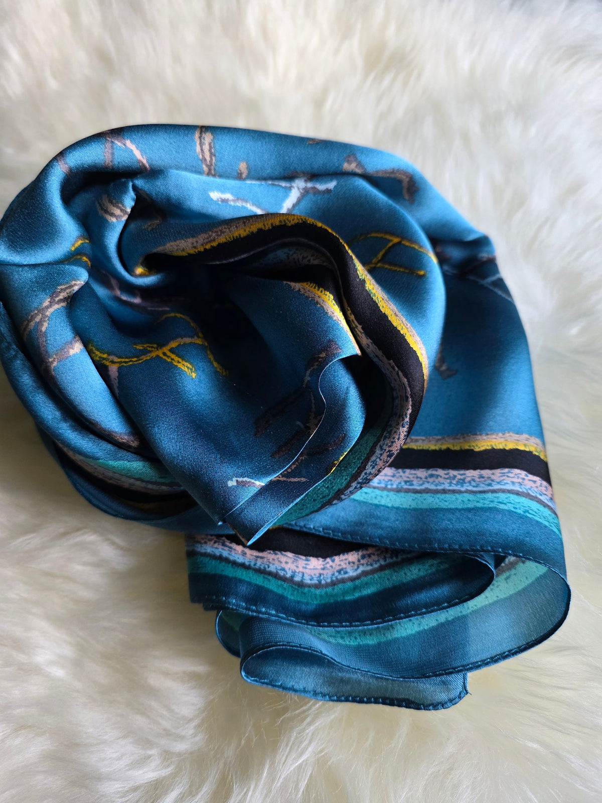 Foulard Soie Premium – Rectangle 170 x 60 cm bleu