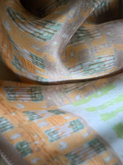 Foulard Soie d'Italie – Rectangle 170 x 60 cm orange vert et blanc