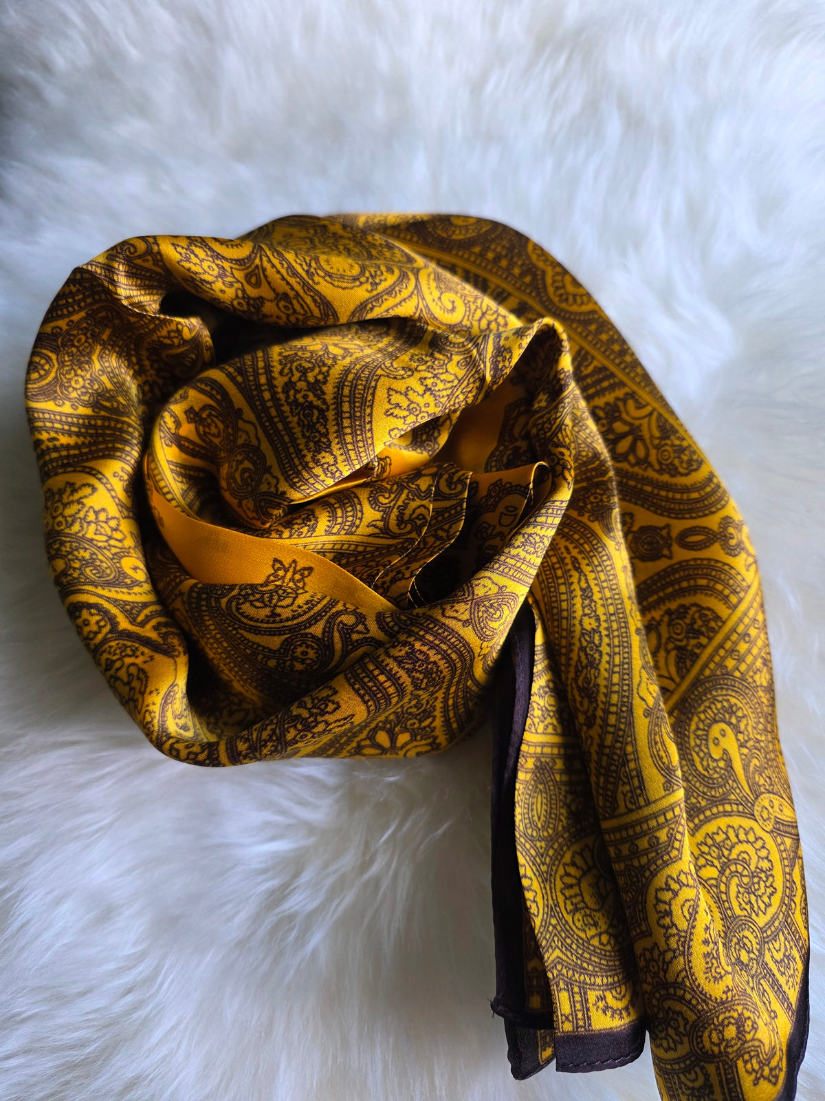 Foulard Soie Premium – Rectangle 170 x 60 cm jaune & brun