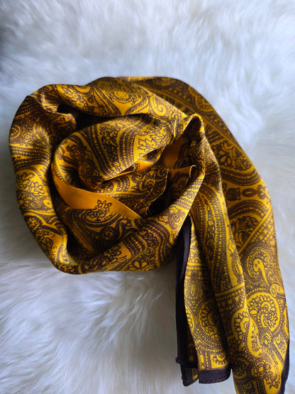 Foulard Soie Premium – Rectangle 170 x 60 cm jaune & brun