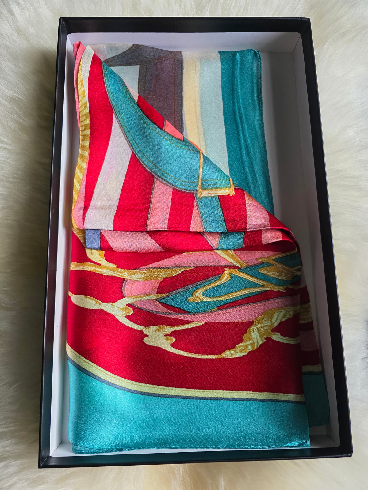 Foulard Soie Premium – Rectangle 170 x 60 cm vert rouge