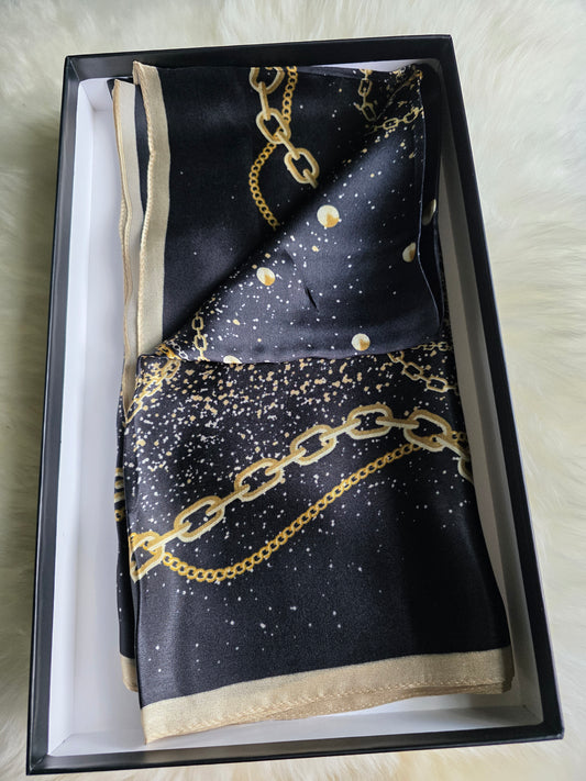 Foulard Soie Premium – Rectangle 170 x 60 cm noir