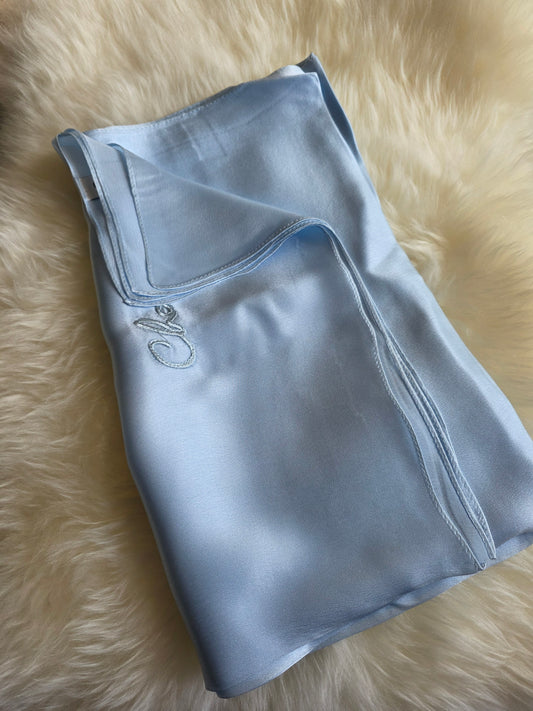 Foulard Soie Premium – Rectangle 170 x 60 cm bleu ciel