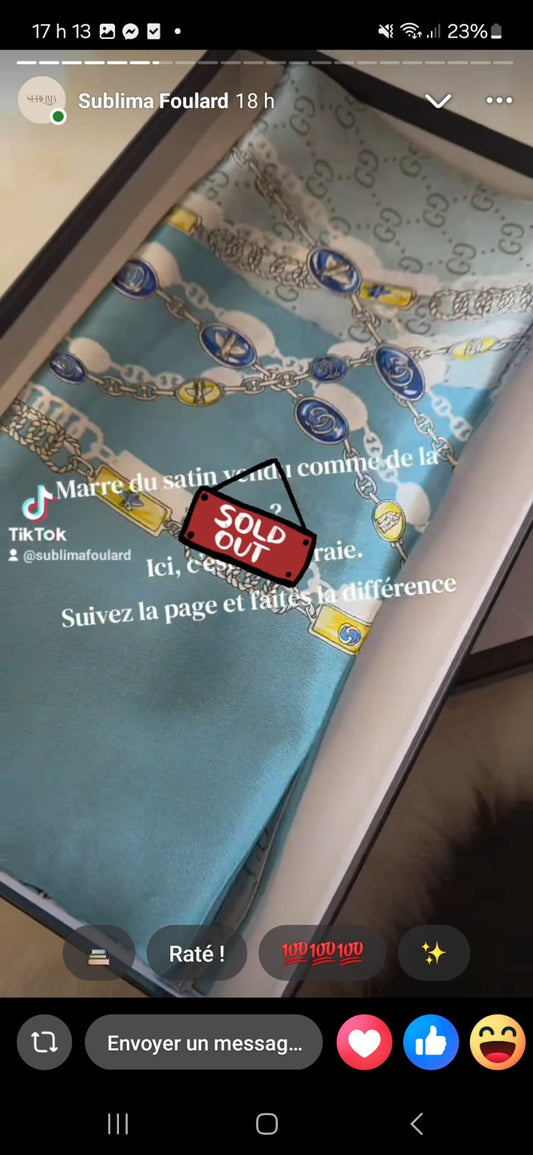 Foulard Soie Premium – Rectangle 170 x 60 cm Bleu