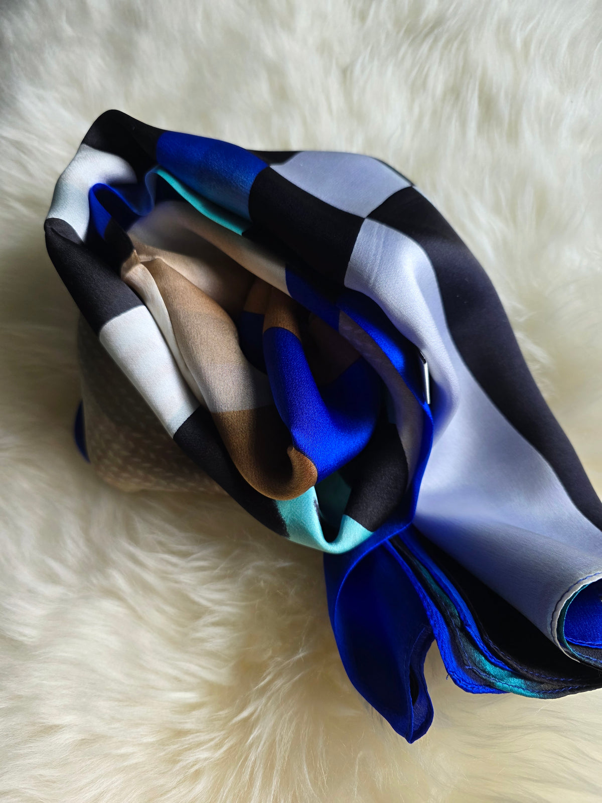Foulard Soie Premium – Rectangle 170 x 60 cm bleu
