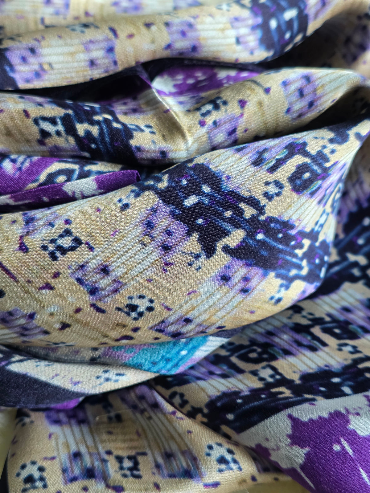 Foulard Soie d'Italie – Rectangle 170 x 60 cm violet et beige