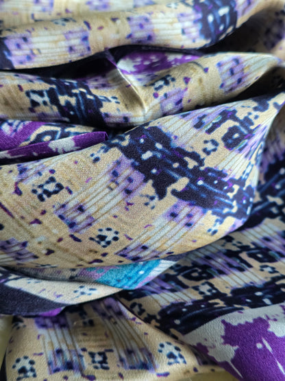 Foulard Soie d'Italie – Rectangle 170 x 60 cm violet et beige