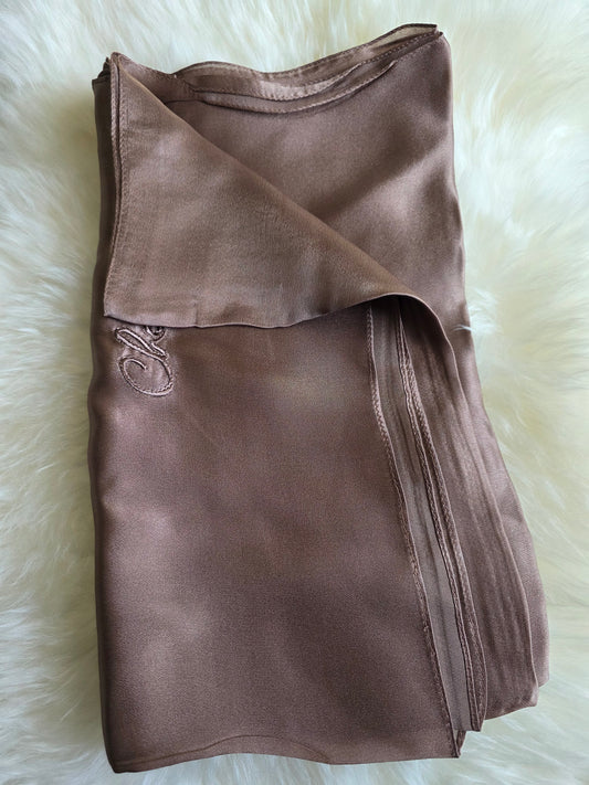 Foulard Soie Premium – Rectangle 170 x 60 cm brun taupe