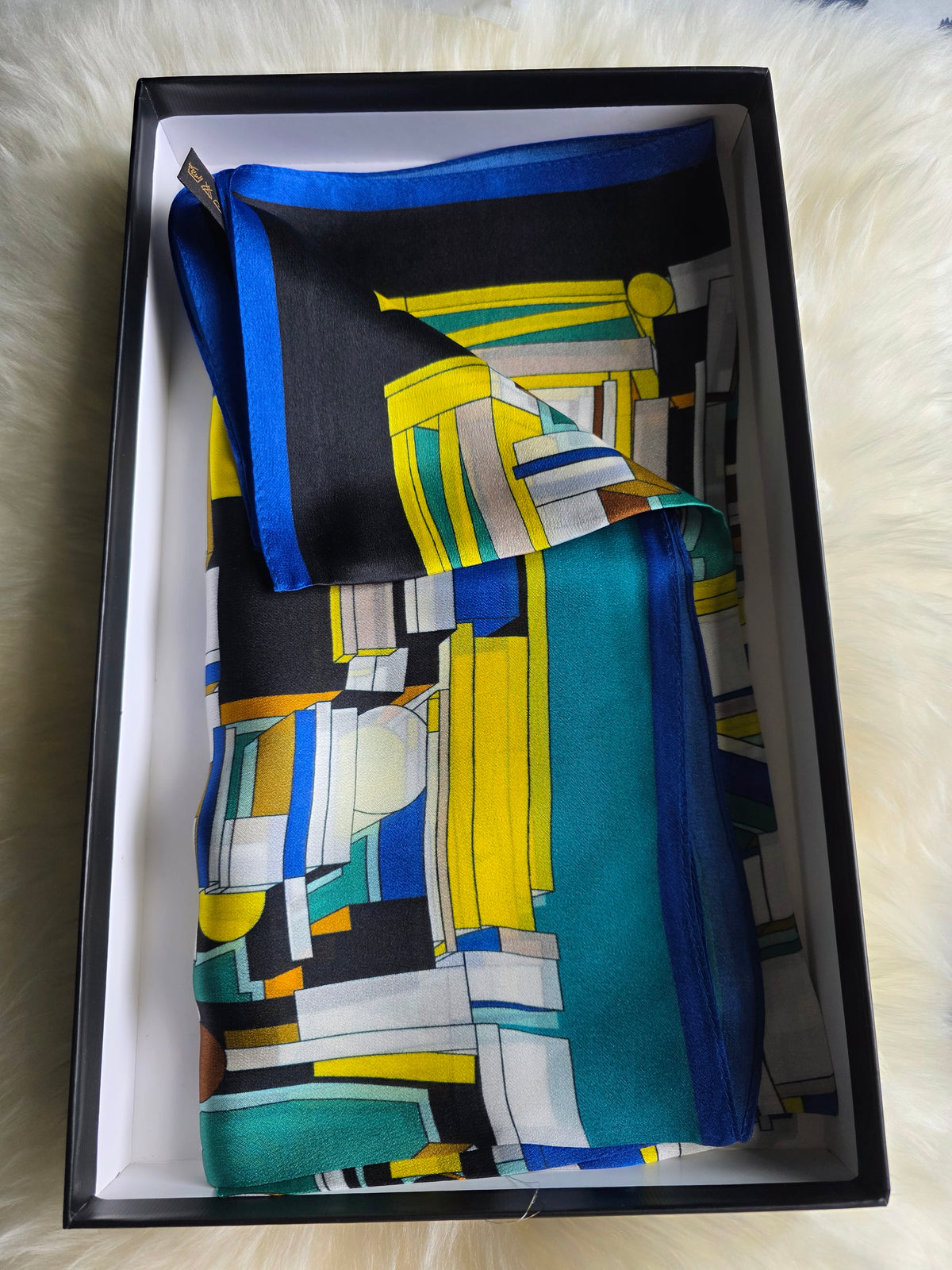Foulard Soie Premium – Rectangle 170 x 60 cm bleu
