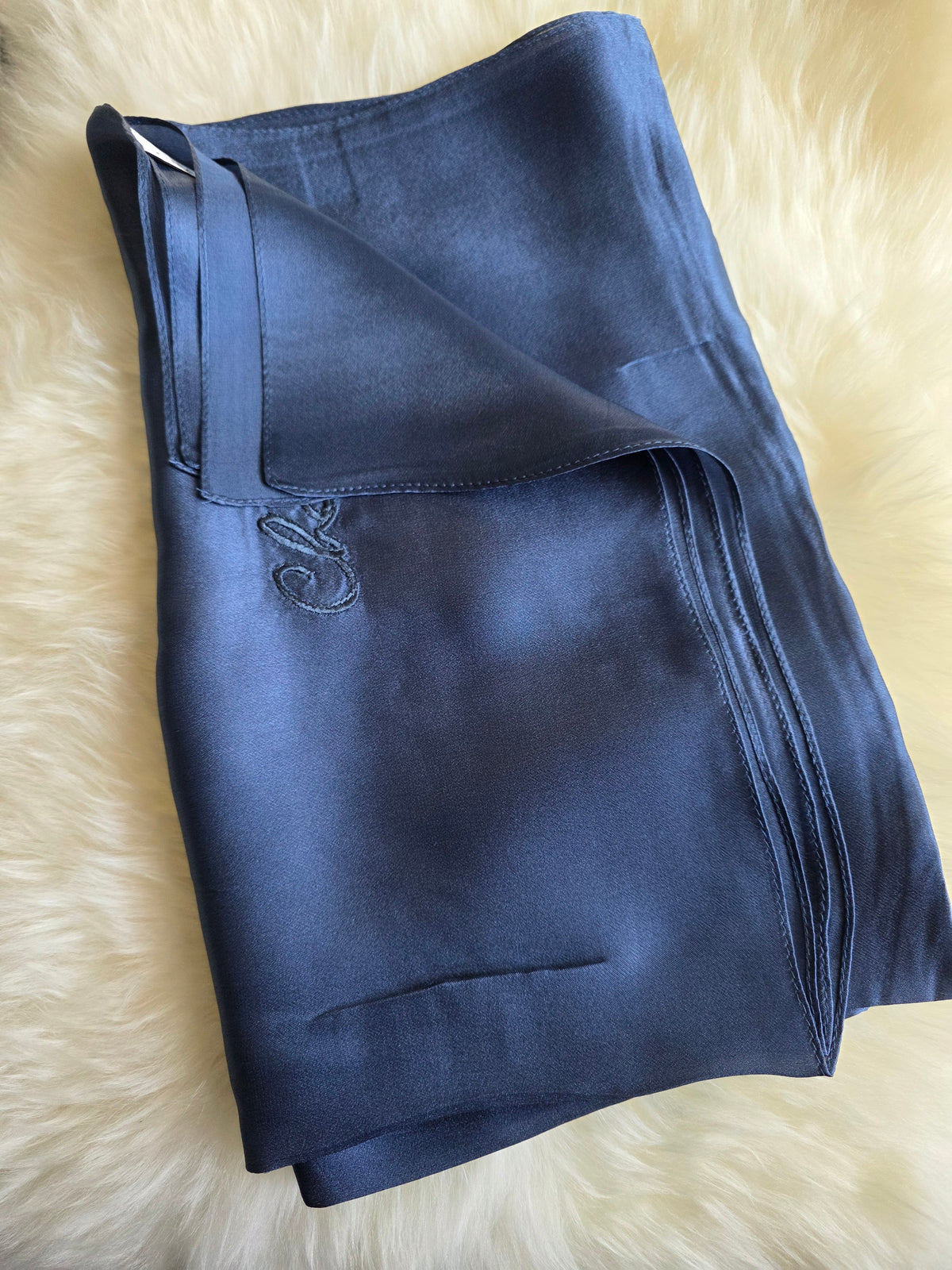 Foulard Soie Premium – Rectangle 170 x 60 cm Bleu jean