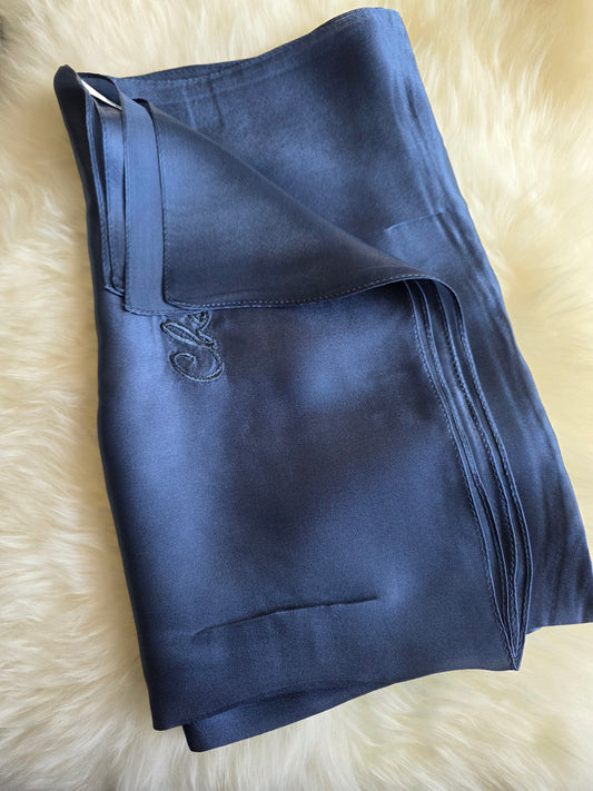 Foulard Soie Premium – Rectangle 170 x 60 cm Bleu jean