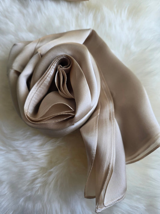 Foulard Soie Premium – Rectangle 170 x 60 cm taupe sable